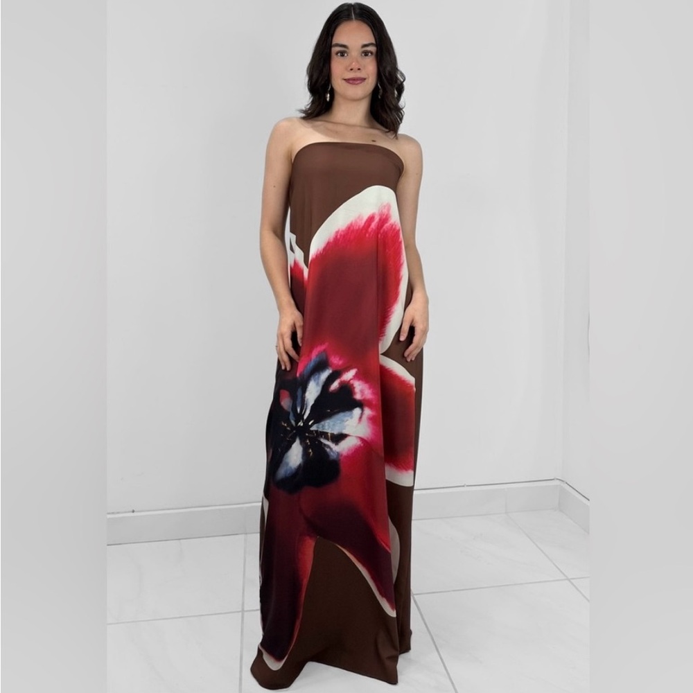 Sexy Elegant Strapless Floral Print Maxi Dress - Picture 5 of 5